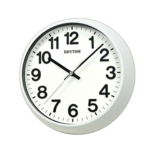Rhythm Value Added Wall Clock 3D Numerals Metal Case Silent Silky Move Analog White Rhythm Value Added Wall Clock 3D Numerals Metal Case Silent Silky Move Analog White